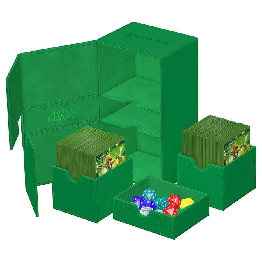 Ultimate Guard: Twin Flip'n'Tray 200+ Deck Storage Box - Xenoskin Green - Image 3