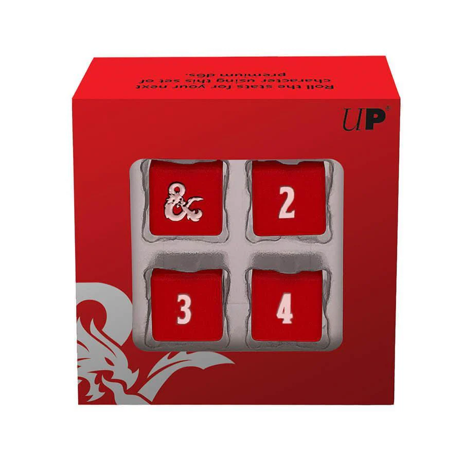 Ultra Pro: Dungeons & Dragons - Heavy Metal Dice 4D6 Set - Red And White