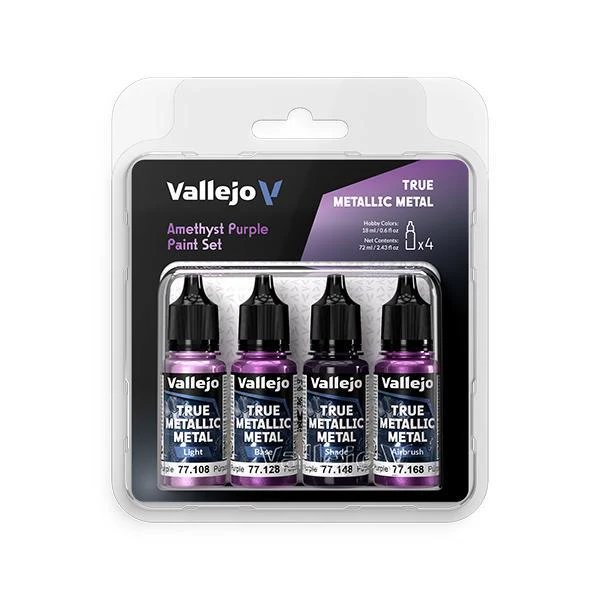 Vallejo: True Metallic Metal Set - Amethyst Purple (4) 18 ml bottles