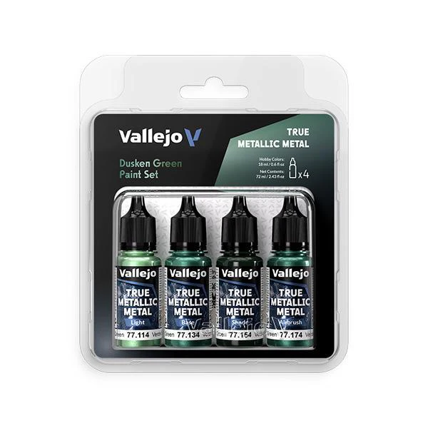 Vallejo: True Metallic Metal Set - Dusken Green (4) 18 ml bottles