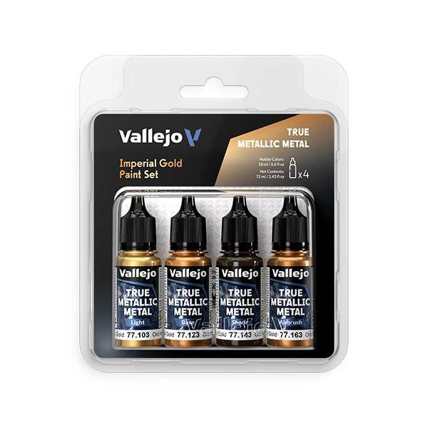 Vallejo: True Metallic Metal Set - Imperial Gold (4) 18 ml bottles