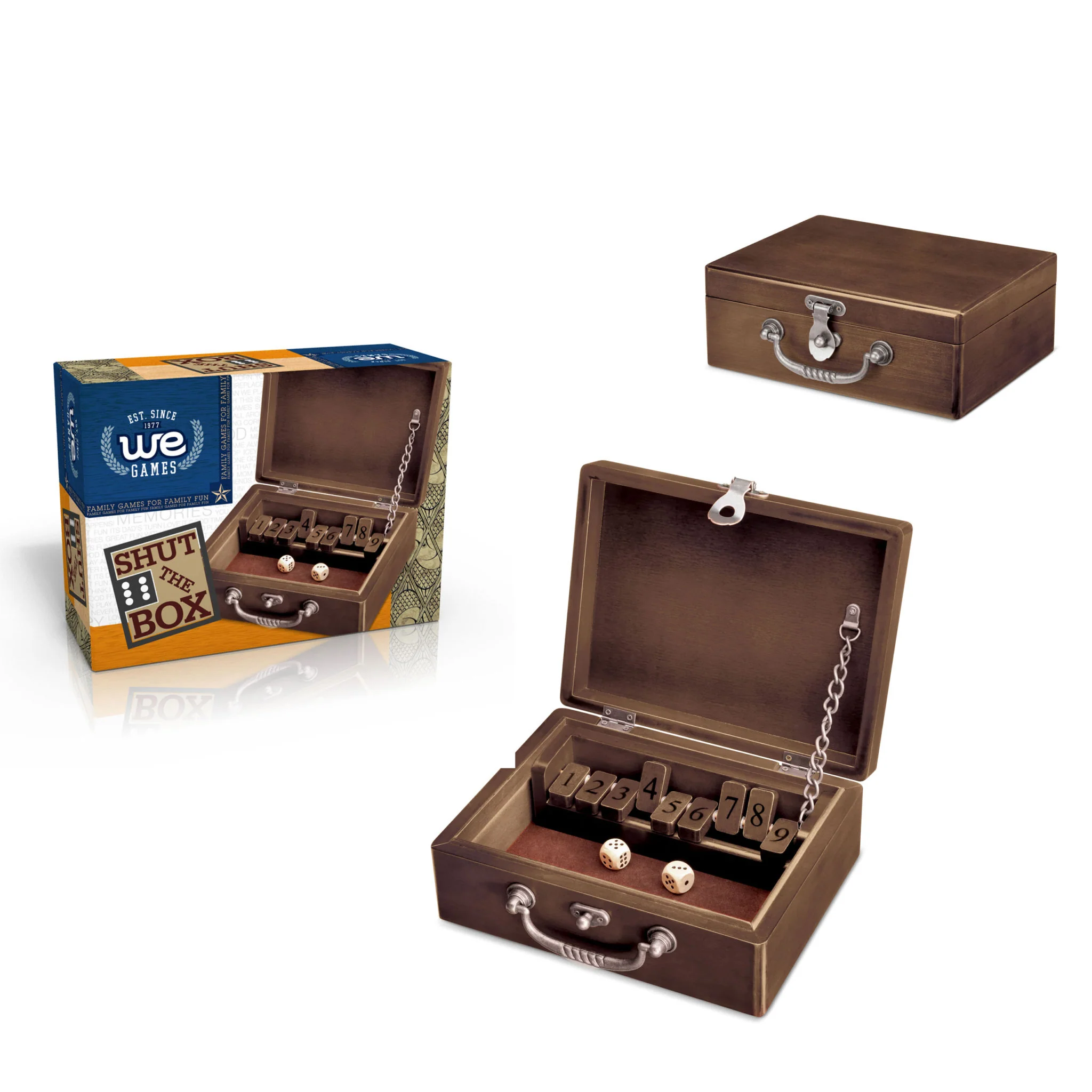 WE Games: Shut the Box - 9 Tiles - Walnut Stain - 8.75 in Travel Size