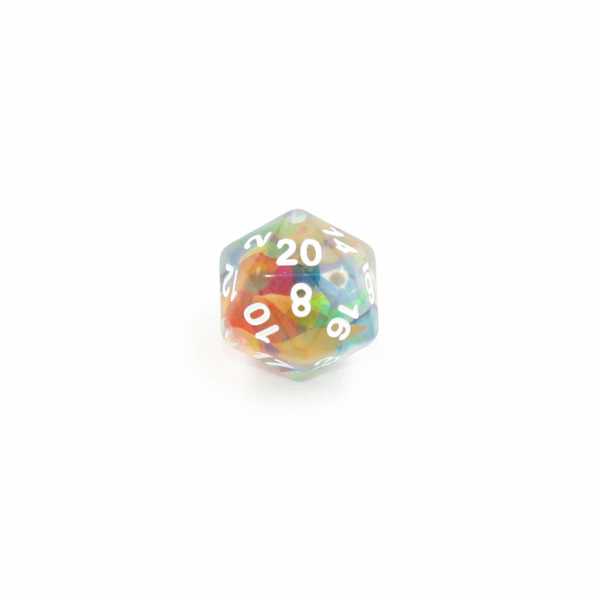 "Whimsical Wisp" Clear with Rainbow Ribbons - Polyhedral Dice (7) - Level One Dice - Image 4