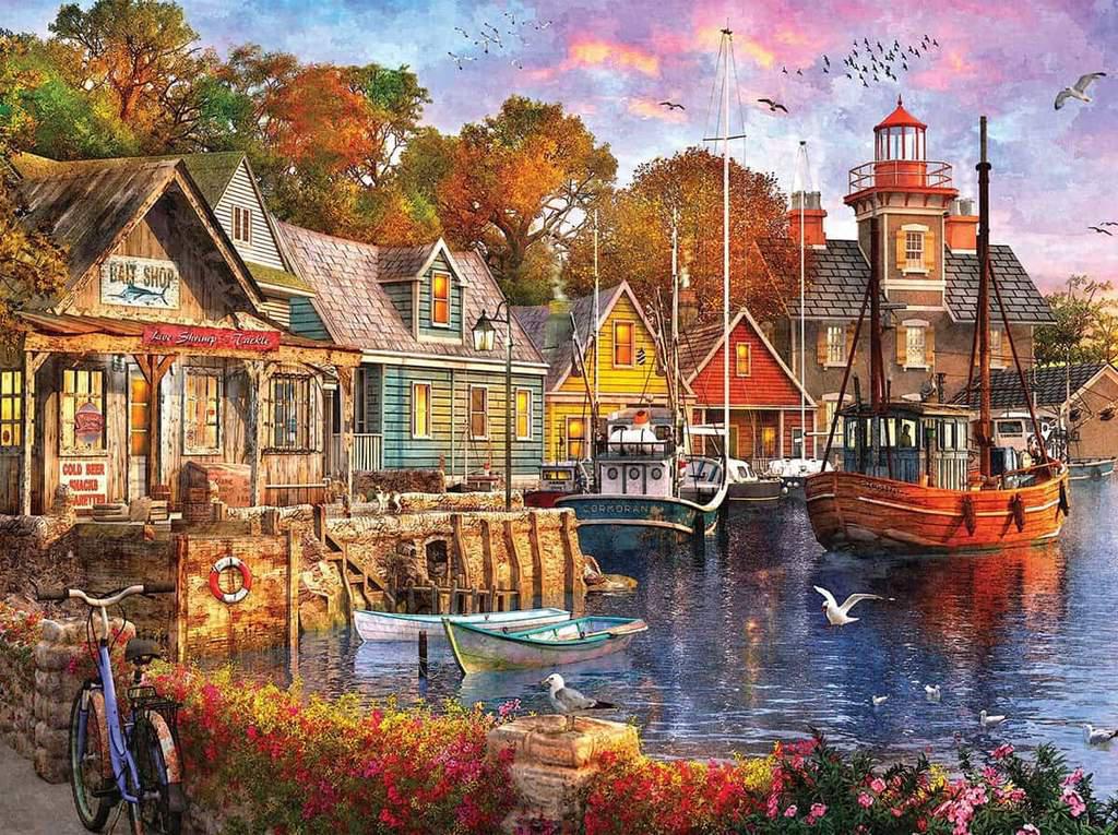 White Mountain Puzzles: Harbor Evening - 1000 Piece Puzzle - Image 2