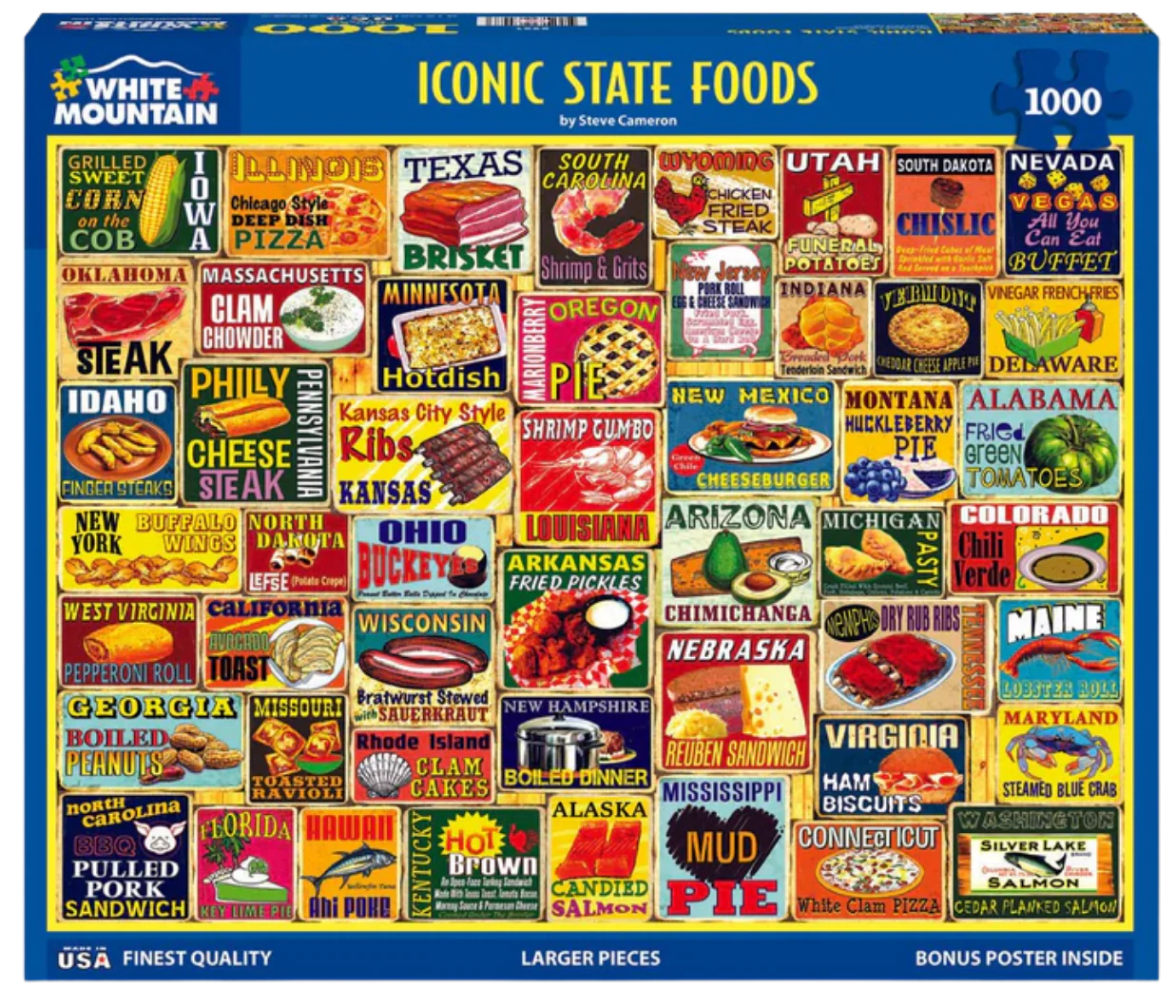 White Mountain Puzzles: Iconic State Foods - 1000 Piece Jigsaw Puzzle