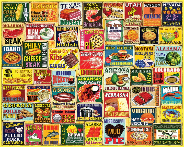 White Mountain Puzzles: Iconic State Foods - 1000 Piece Jigsaw Puzzle - Image 2