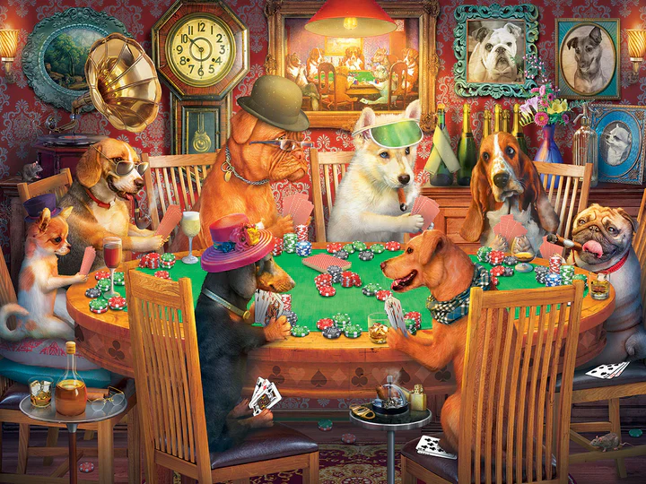 White Mountain Puzzles: Poker Dogs - 500 Piece Puzzle