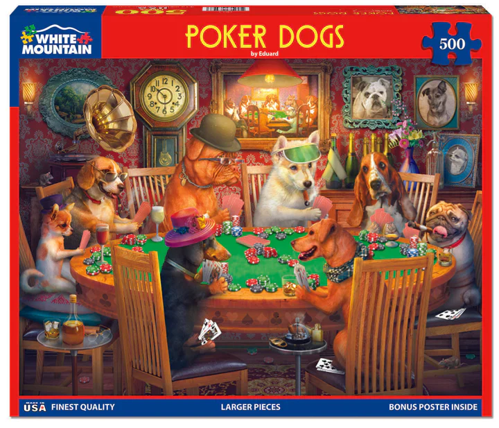 White Mountain Puzzles: Poker Dogs - 500 Piece Puzzle - Image 2