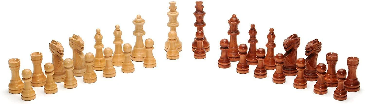 Wood Expressions: Classic Staunton Chess Pieces - Brown and Natural, 3.75-inch King - Image 2