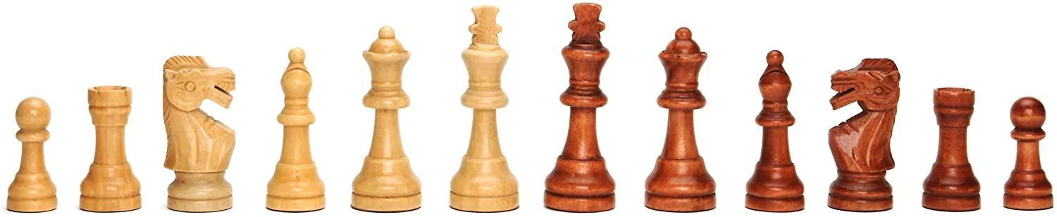 Wood Expressions: Classic Staunton Chess Pieces - Brown and Natural, 3.75-inch King - Image 3