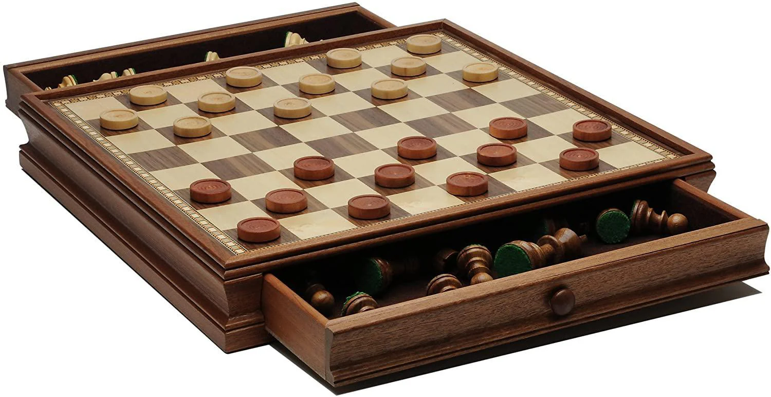 Wood Expressions: Deluxe Wood Board with Storage and Checkers - Image 3