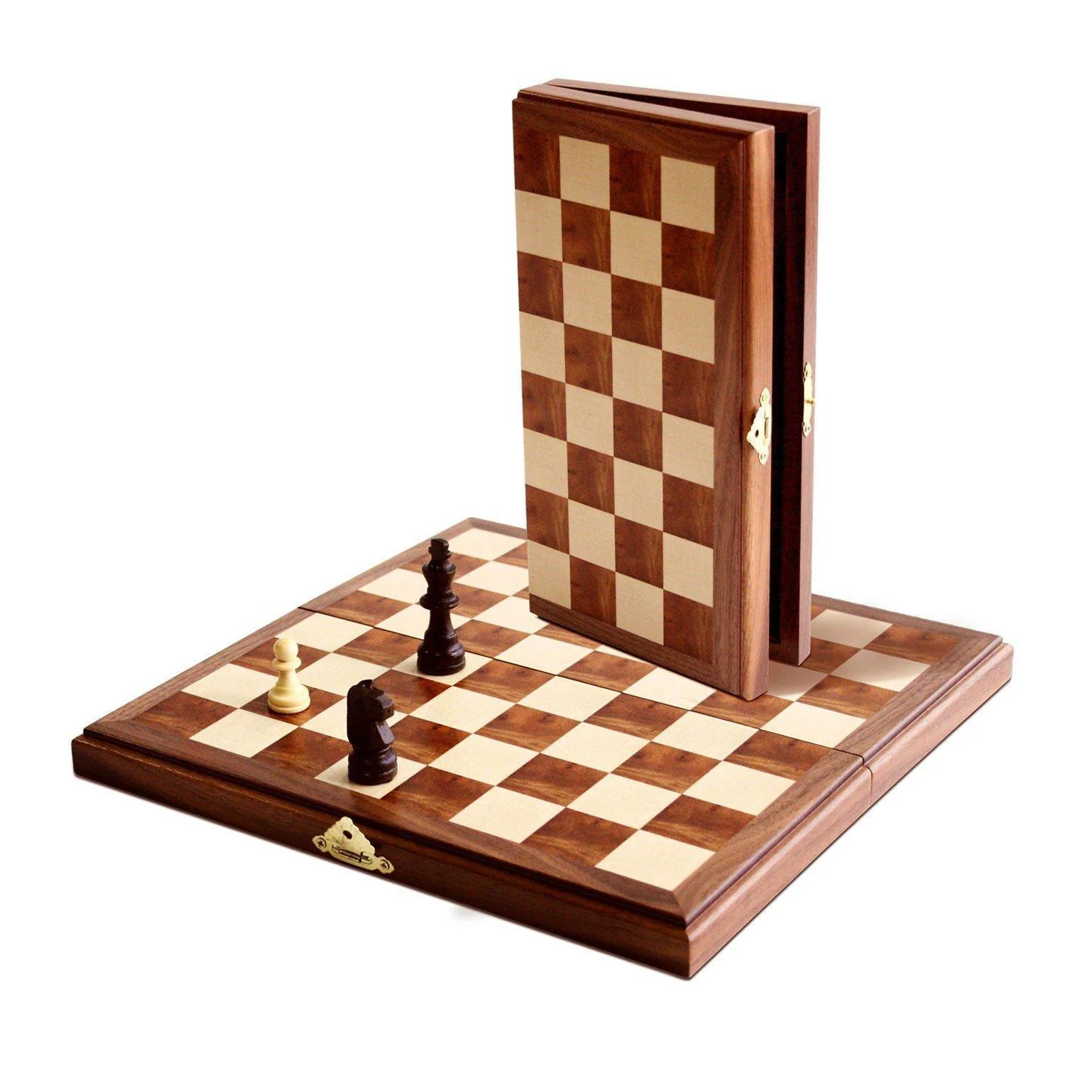 Wood Expressions: Magnetic Chess Set - Folding Walnut Board - Image 3